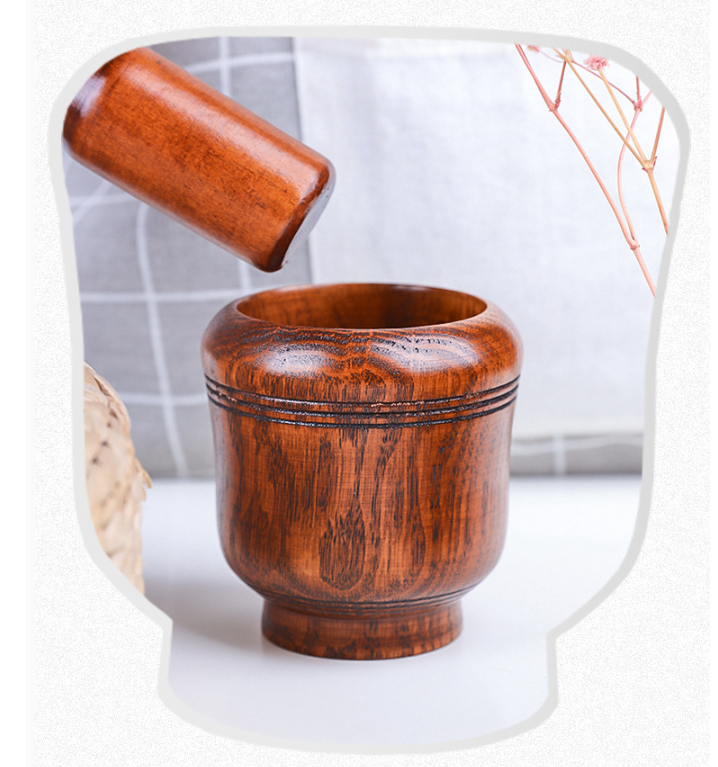 Wooden Manual Household Garlic Pounding Traditional Chinese Medicine Triturator