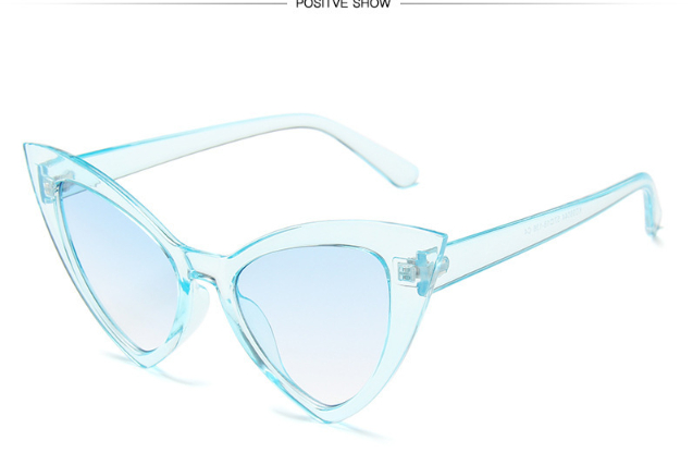 Women's Personalized Cat Eye Sunglasses Large Frame Vintage Sunglasses Sexy Catwalk Glasses Blue - Shop at LoveMi