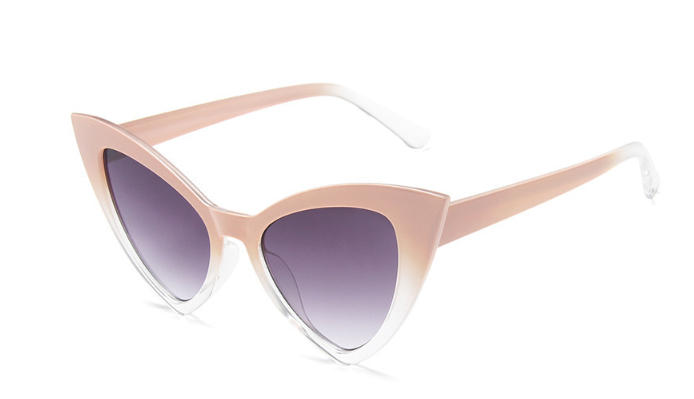 Women's Personalized Cat Eye Sunglasses Large Frame Vintage Sunglasses Sexy Catwalk Glasses Pink Transparent - Shop at LoveMi