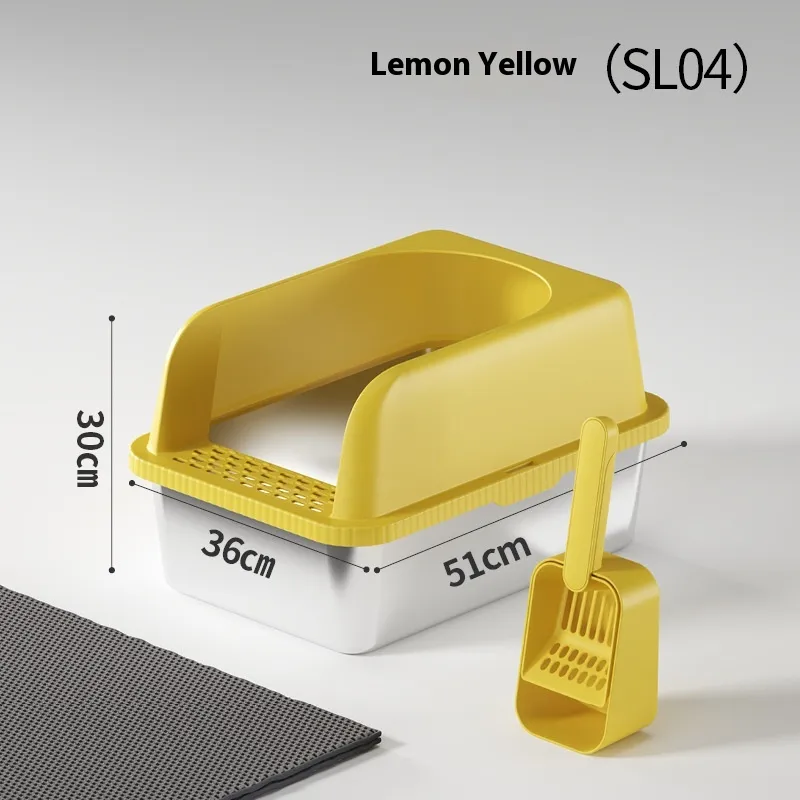 Stainless Steel Litter Box Easy To Clean Widen And Thicken - Bright Yellow