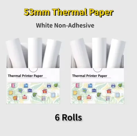 53mm White Ten Years Thermosensitive Printing Paper 6 Rolls - Shop at LoveMi