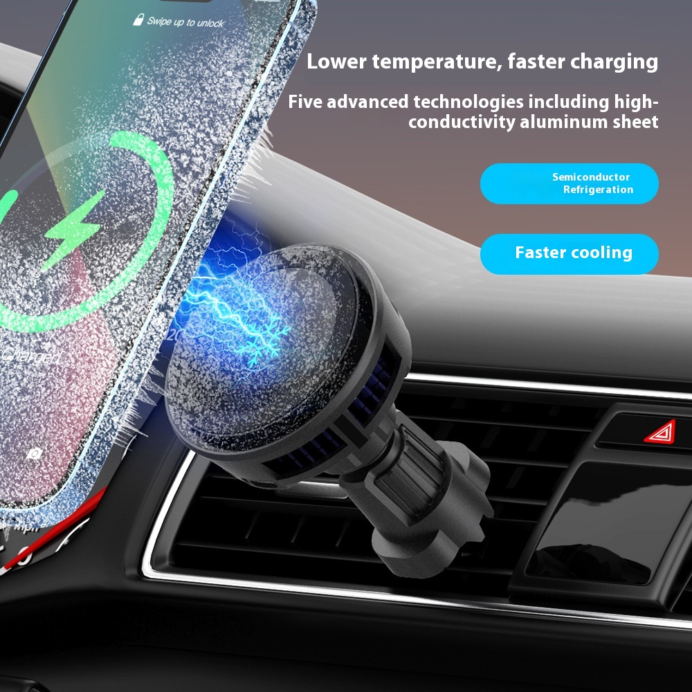 24 New Second Generation Cold Electronic Semiconductor Heat Dissipation 25W Car Magnetic Wireless Charger Performance Exceeds QI20