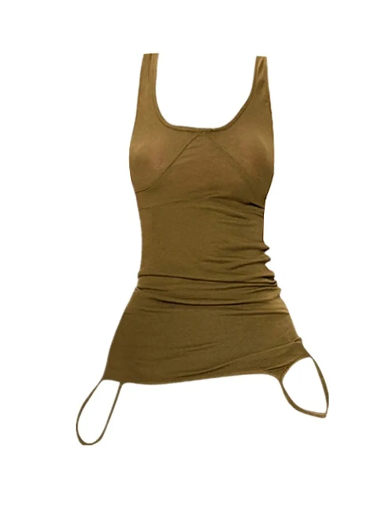 Green Knitted Double-strap Vest Slimming Top For Women - Green