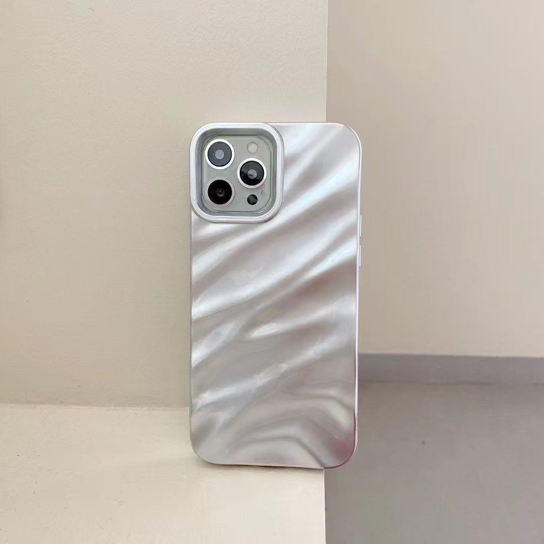 Anti-fall Soft Solid Color Wave Pleated Phone Case
