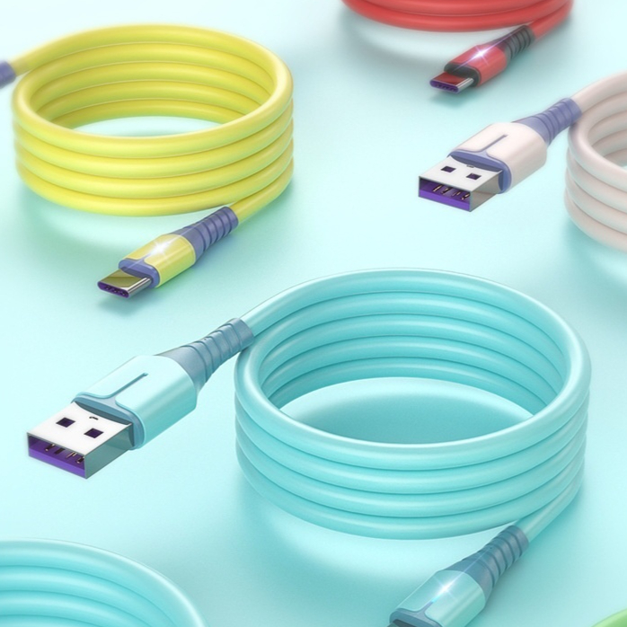 The Fast Charging Data Cable Is Suitable For Mobile Phone Liquid Silicone Charging Cable With Light