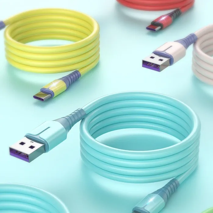 The Fast Charging Data Cable Is Suitable For Mobile Phone Liquid Silicone Charging Cable With Light