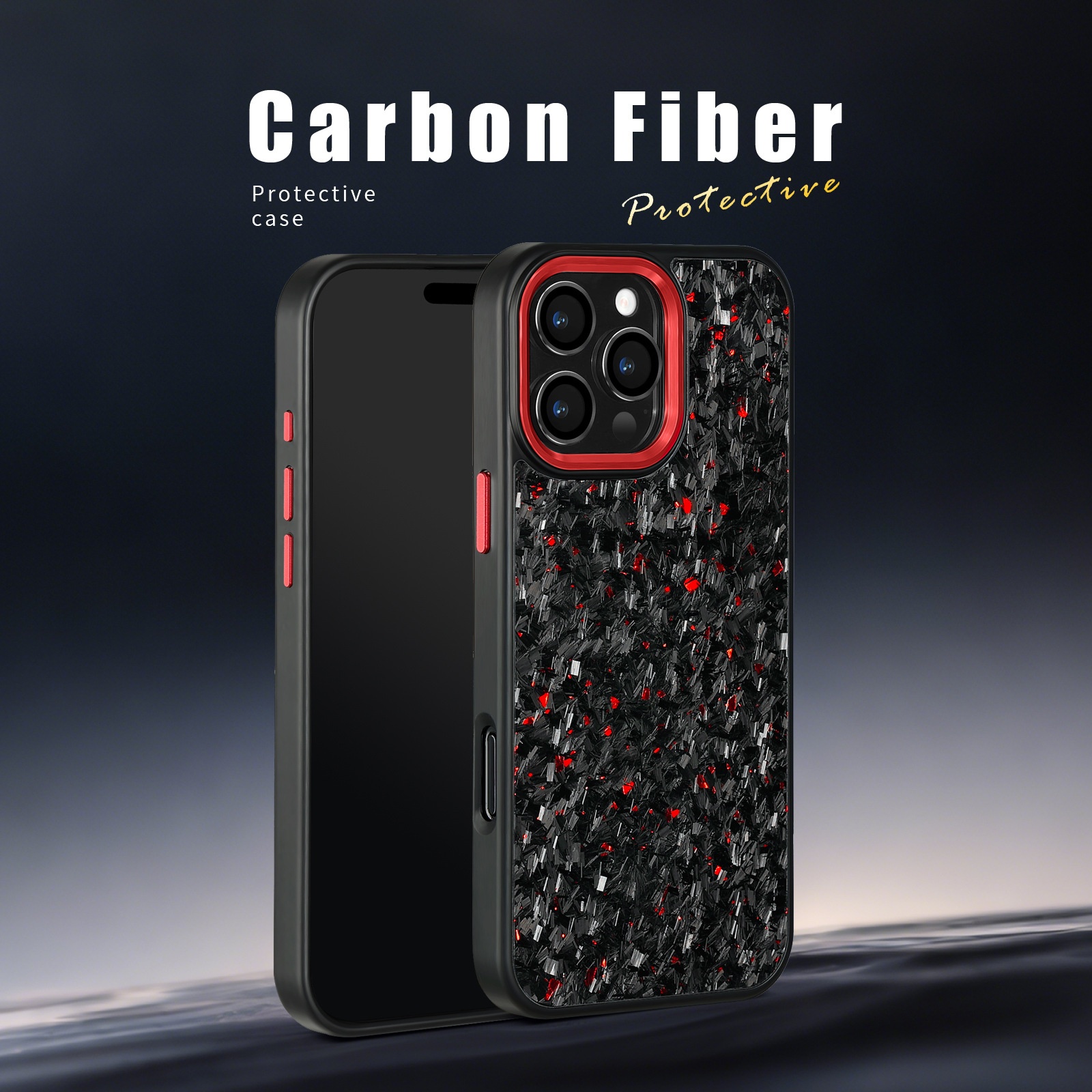 New Metal Frame Carbon Fiber Phone Shell Applicable 16promax