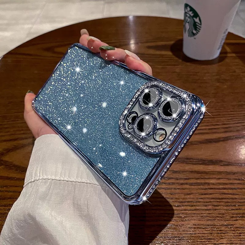 Electroplated Rhindiamond-flash Powder Lens Film Mobile Phone Case