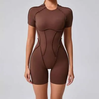 New Backless Short Sleeve One piece Coffee - Shop at LoveMi