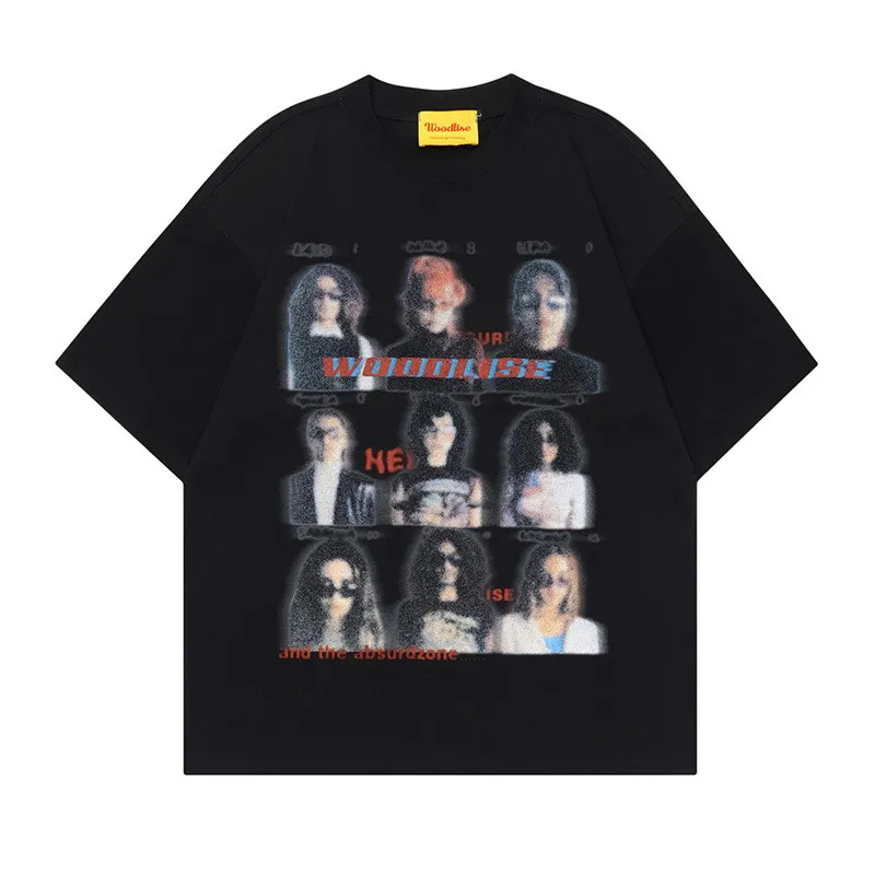 Women's American-style Retro Cotton Short-sleeved T-shirt - Black