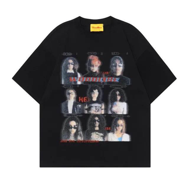 Women's American style Retro Cotton Short sleeved T shirt Black - Shop at LoveMi