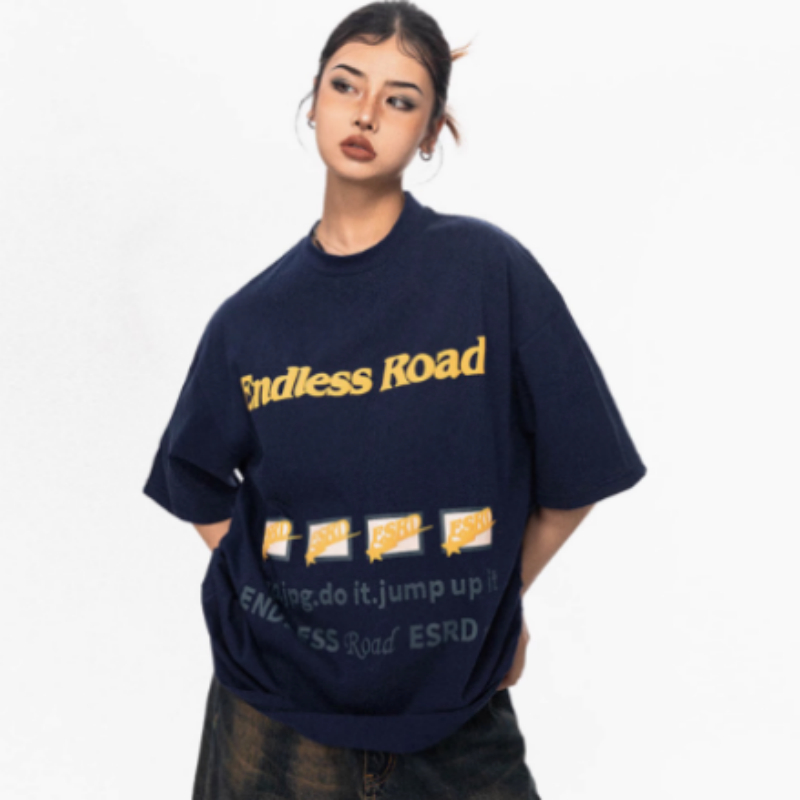 Women's American-style Printed Cotton Short-sleeved T-shirt