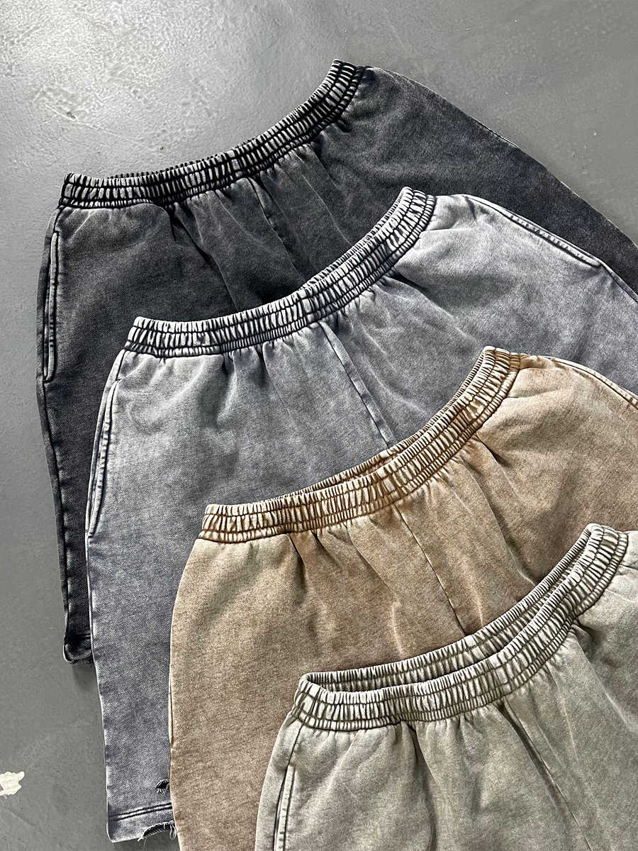 Retro Heavy Batik Stitching Washed And Worn Shorts Frayed Ripped