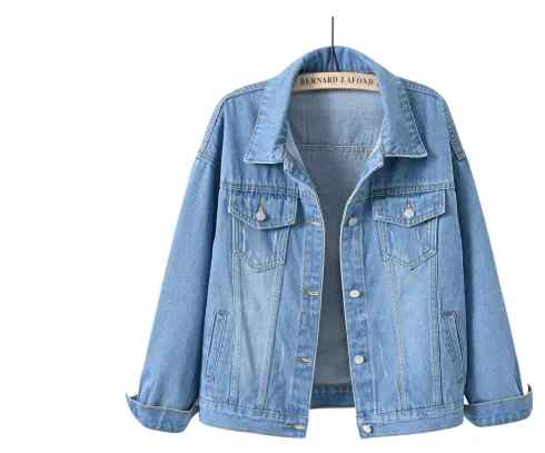Women'S Plus Size Denim Jacket White Light Blue - Shop at LoveMi