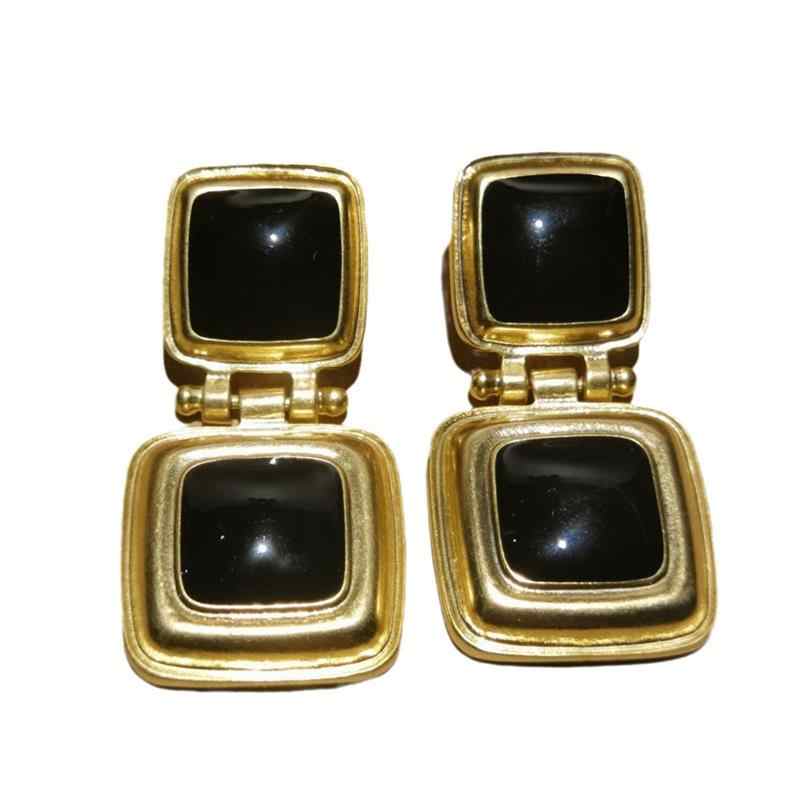 Vintage Mid-ancient Gold Square Stud Earrings