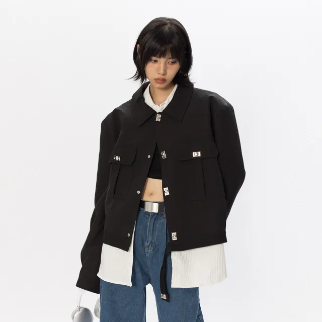 Niche Design Metal Decorative Short Jacket Black - Shop at LoveMi