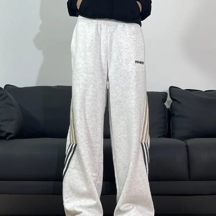 Striped Track Sweatpants Women's Drawstring High Waist Loose
