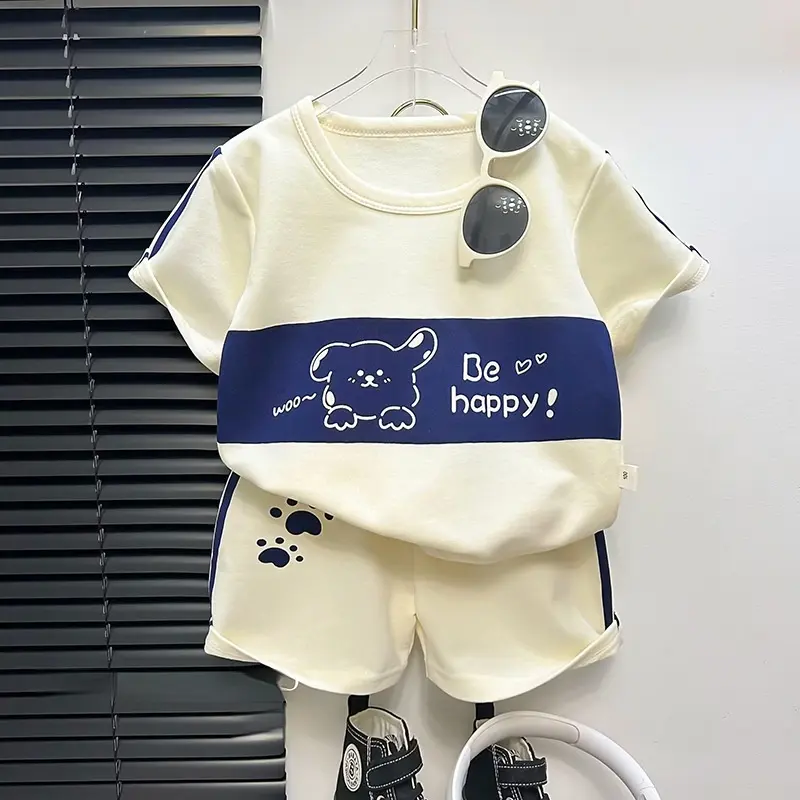 Children's Short Sleeve Striped Suit Girls Boys