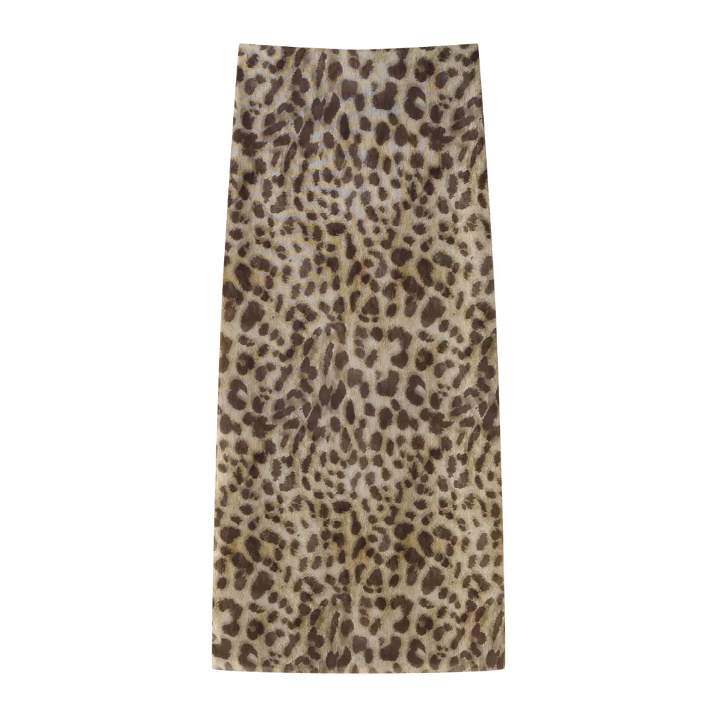 Women's Fashion Animal Print Halter Top A- Line Skirt - Skirt-Xs