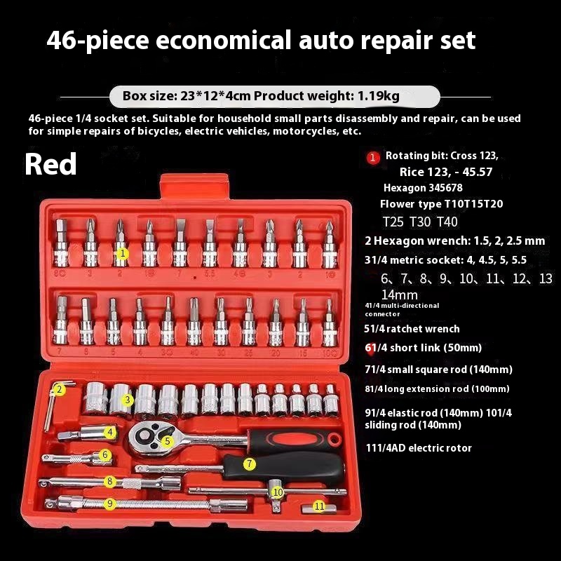 Household Hardware Repair Socket Wrench Tool Ratchet Spanner Set