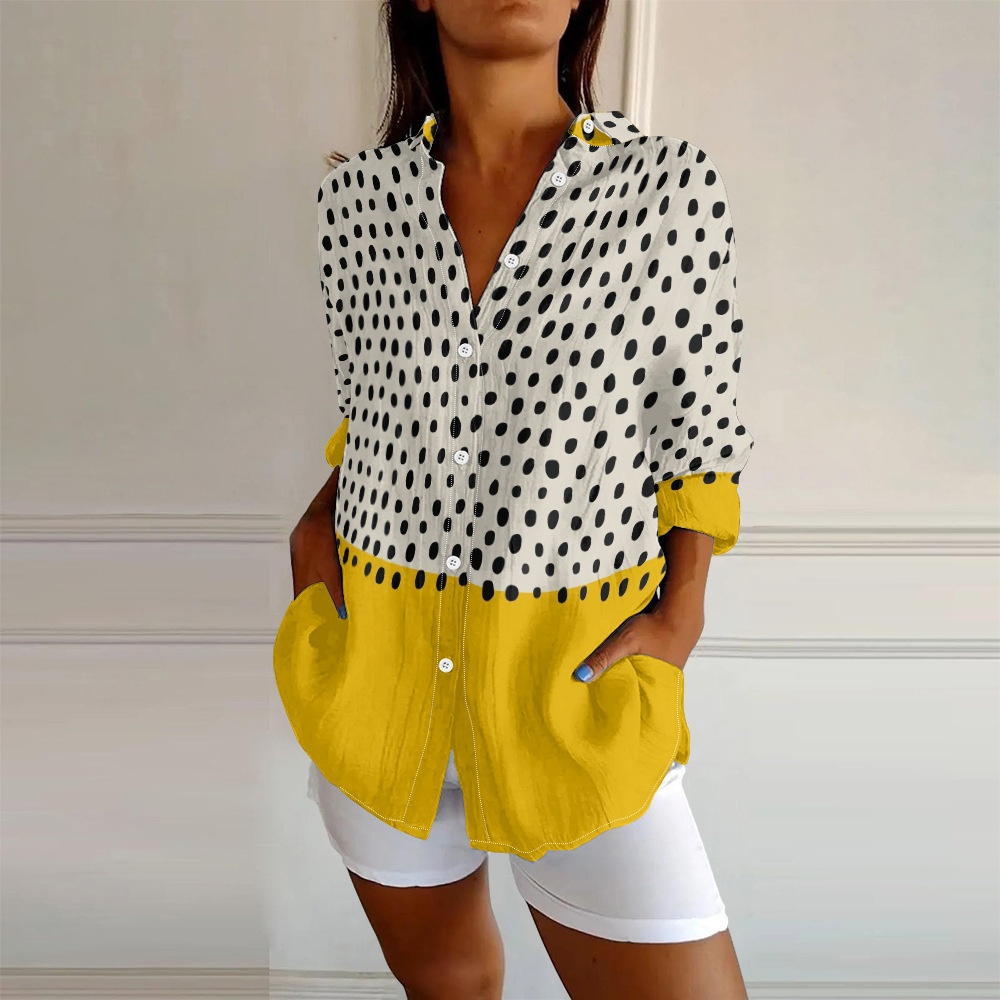 Long Sleeve Button Shirt Floral 3D Printed Women Blouse