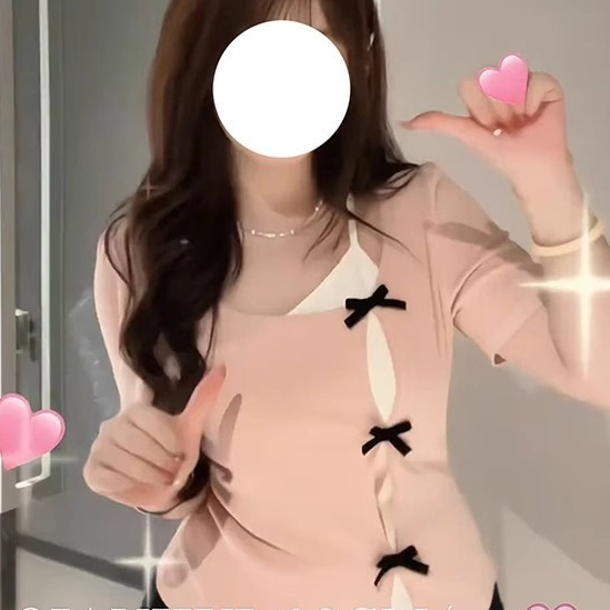 Bow Irregular Short Sleeve Plus Size Fake Two Pieces Fashionable T-shirt