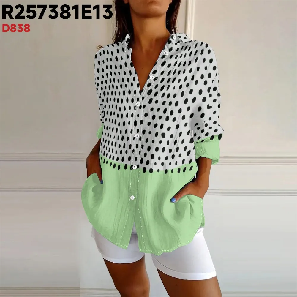 Long Sleeve Button Shirt Floral 3D Printed Women Blouse - 2D838