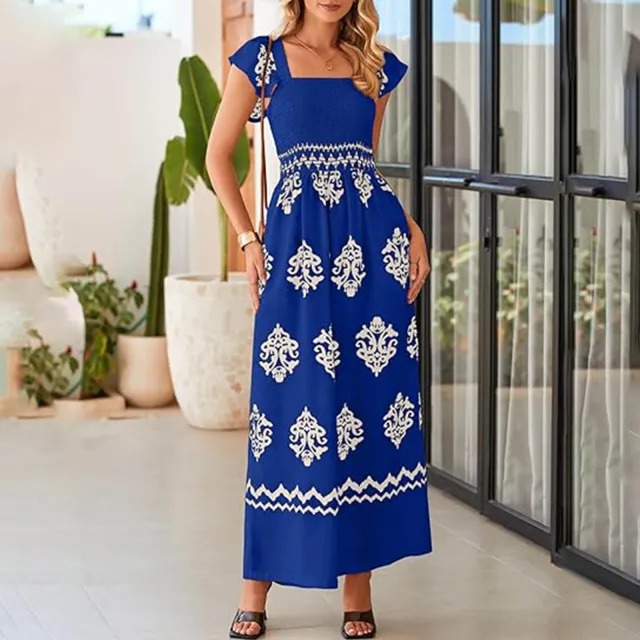 Bohemian Jumpsuit Suspender Pants Vintage Print Blue - Shop at LoveMi
