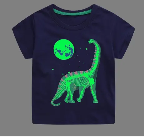 Children's Luminous Shark Pattern Short-sleeved T-shirt - 67194Style