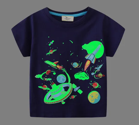 Children's Luminous Shark Pattern Short sleeved T shirt 67198Style - Shop at LoveMi