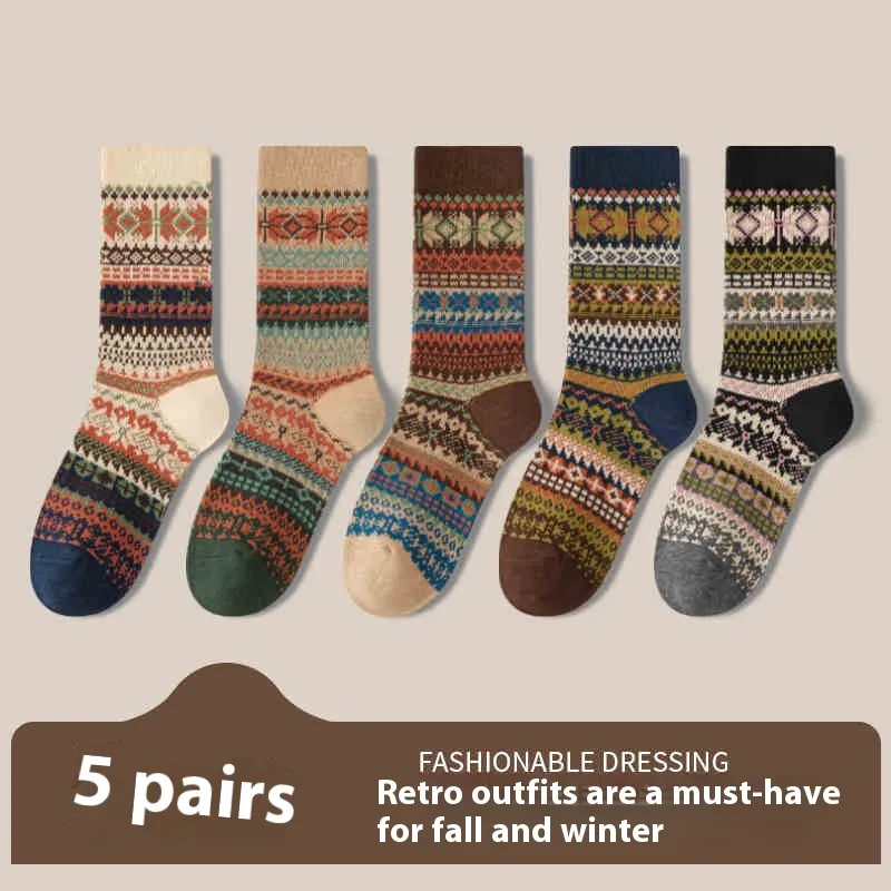 Retro Ethnic Style Socks For Women Deodorant - 2 Combination