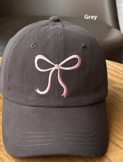Ins Korean Style Baseball Cap Girl Bow Sweet Dark Gray - Shop at LoveMi