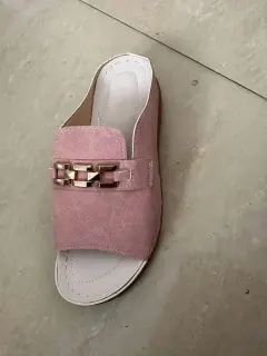 PlatformMetal Decoration Roman Style Fish Mouth Beach Slippers - Pink - View 1