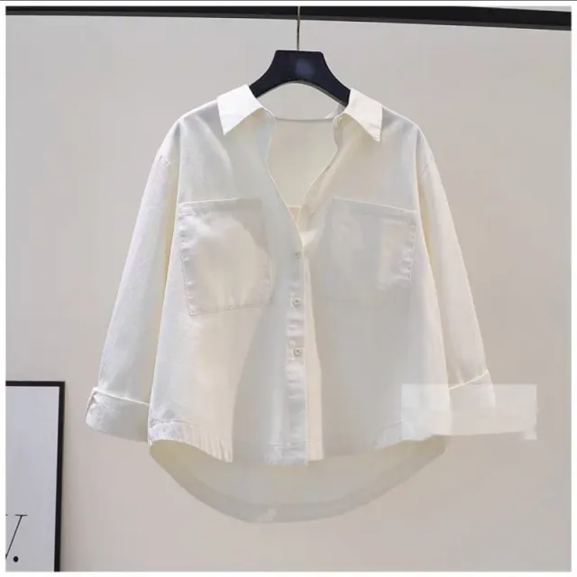 Women's Blue Double pocket Brushed Cotton Shirt Beige - Shop at LoveMi
