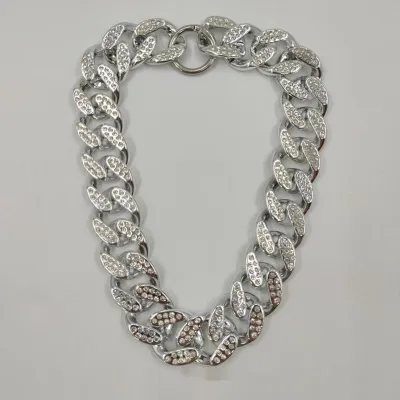 Dog Rhinestone-encrusted Chain Plastic Electroplated Decorative Necklace