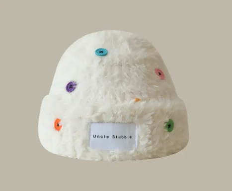 All match Face Slimming Bucket Hat Warm Knitted Hat Beret Color Button Rabbit Fur Hat - Shop at LoveMi