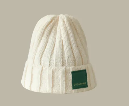 All-match Face Slimming Bucket Hat Warm Knitted Hat Beret - Pipi Patch Knitted Hat Beige