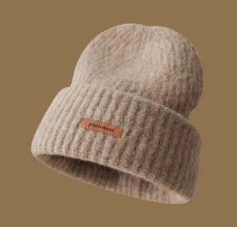 Girls Loose Design Woolen Cap Slimming Face looking Small Warm Hat Khaki - Shop at LoveMi
