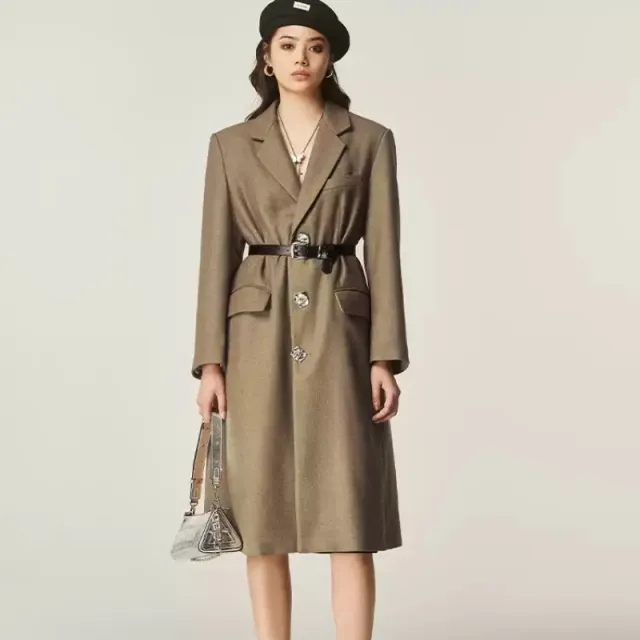 Autumn And Winter Classic Retro Mid length Coat Brown Suit Jacket Coffee Color - Shop at LoveMi