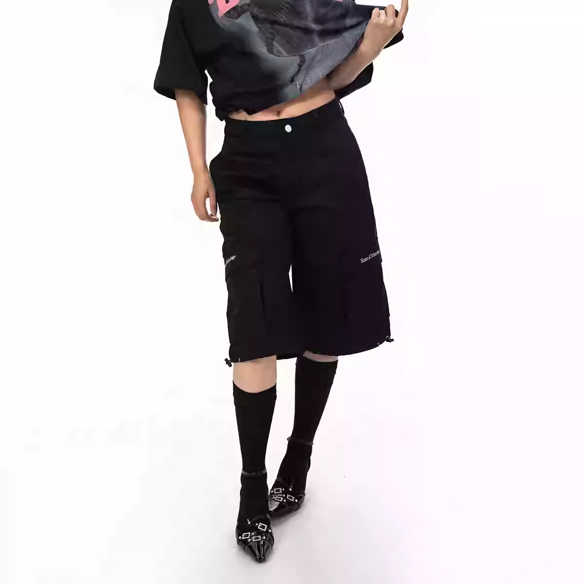 High Street Embroidered Large Workwear With Pocket Shorts