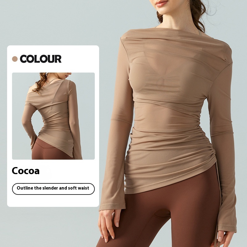 Yoga Clothes Suit High Sense Outer Wear Blouse Two Pieces Xl Cocoa Color Blouse - Shop at LoveMi