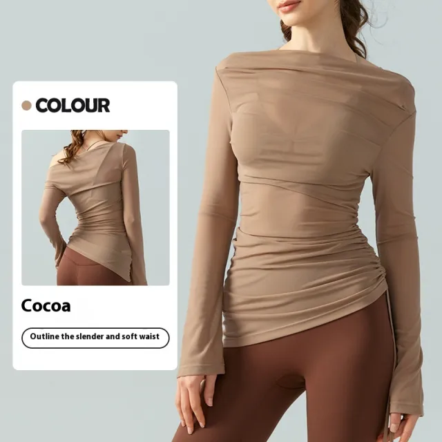 Yoga Clothes Suit High Sense Outer Wear Blouse Two Pieces Xl Cocoa Color Blouse - Shop at LoveMi