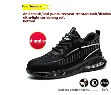 Anti Smashing And Puncture Flying Fabric Lightweight And Comfortable Air Cushion Shock Absorption Protective Work Shoes