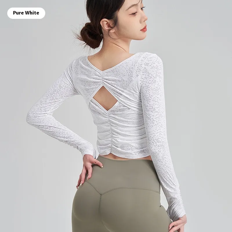 Yoga Clothing Top Female T-shirt Blouse - White