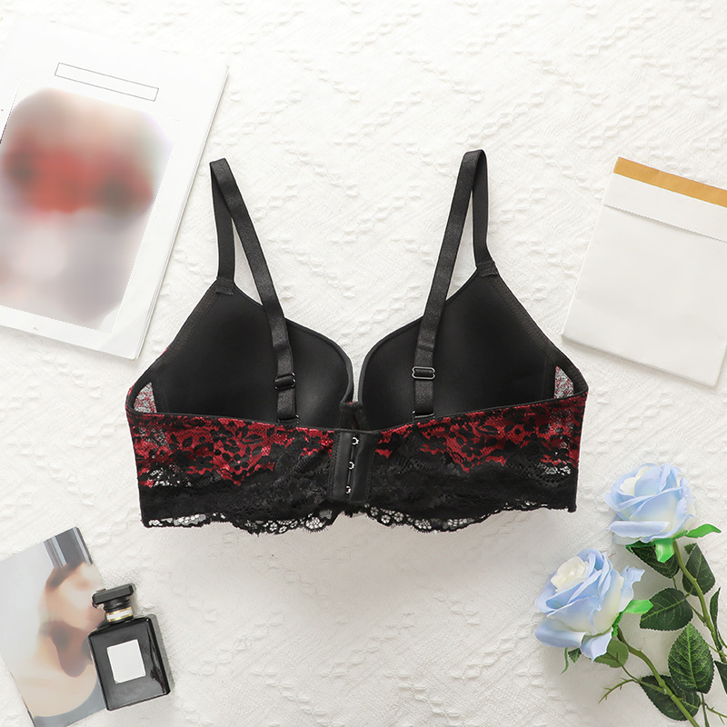 Gothic Plus Size Bra Black Red Lace Push Up