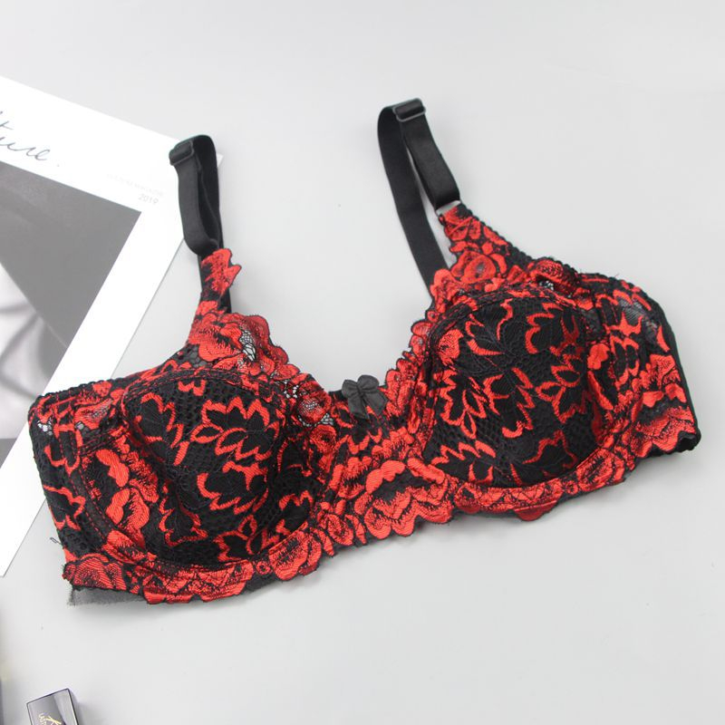 Vampire Bra Black Red Floral Lace