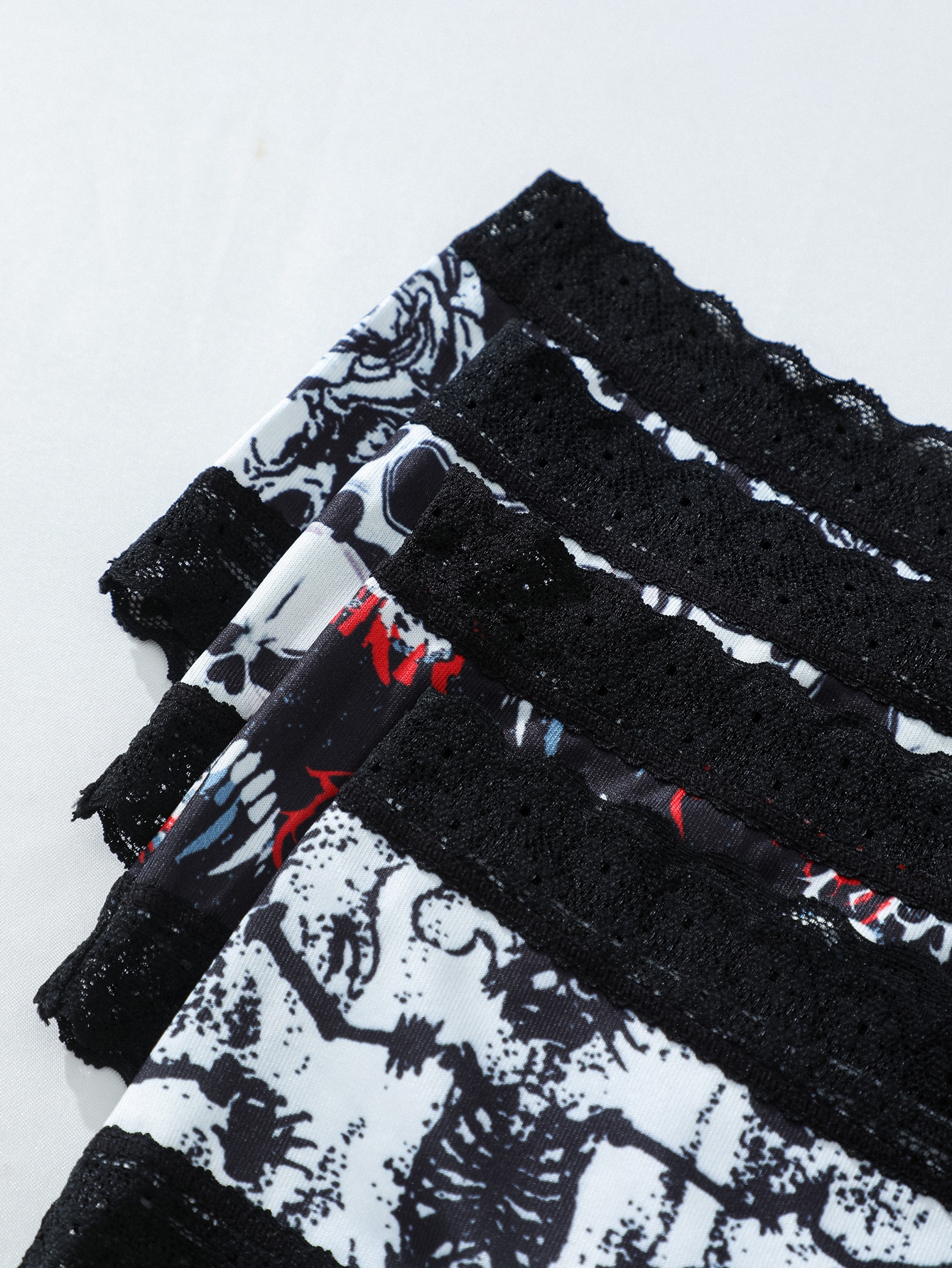 Gothic Mid-Rise Panties Skull Pattern