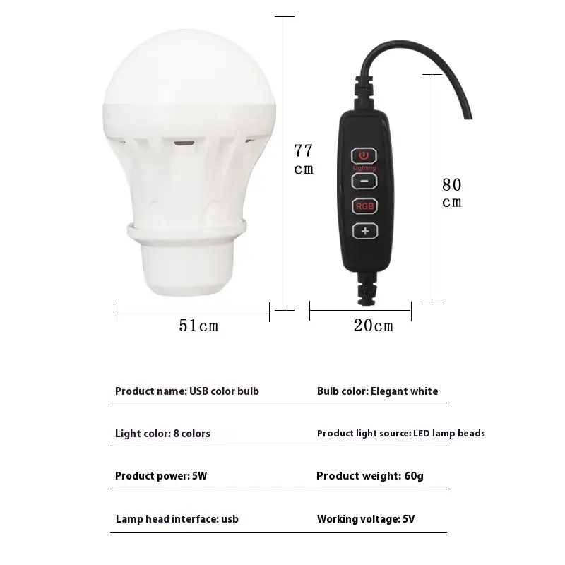 RGB Magic Color 5V Mobile Power Bulb Low Voltage Led