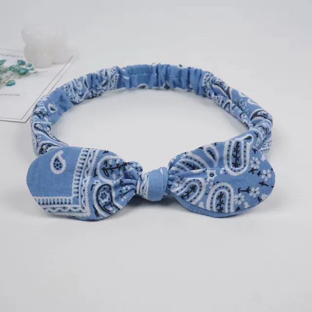 Bunny ears knotted elastic headband Light Blue - Shop at LoveMi