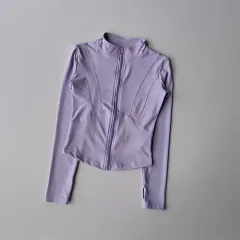 Stand Collar Jacket Thin Fitness Top Yoga Clothes Long Sleeve - Fumigating Purple - View 1